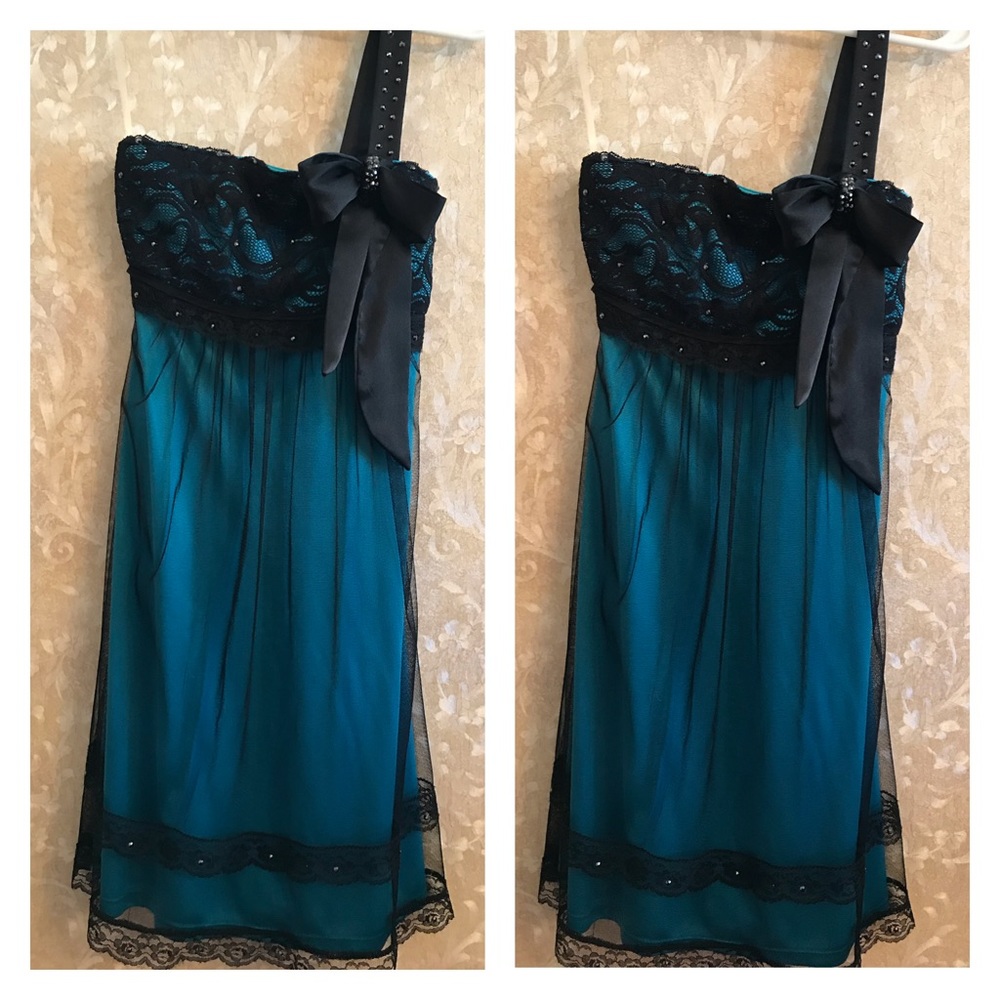 Black & Turquoise party dress